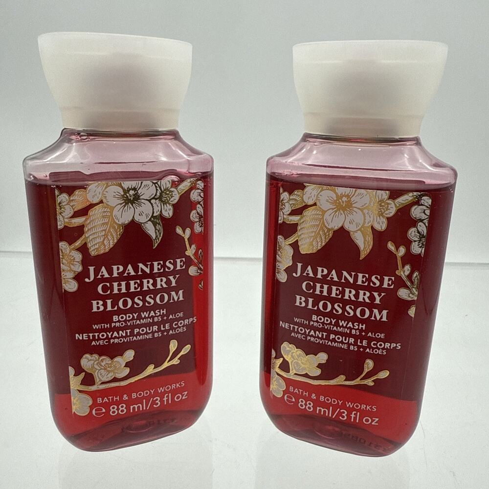 2 Bath & Body Works TRAVEL SIZE Japanese Cherry Blossom 3oz Body Wash Shower Gel